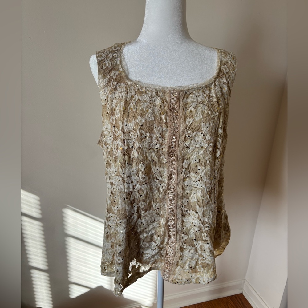 NWT STUDIO 1940 SHIMMER LACE CORSET TANK